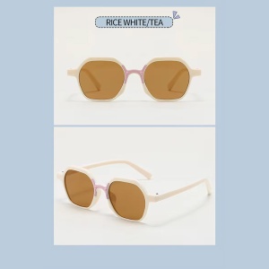 Ochelari de soare pentru copii, unisex, model cu rama fashion, cu detaliu de contrast, tematica cool summer, marime universala, albi - Img 3