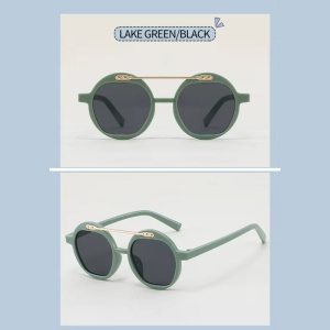 Ochelari de soare pentru copii, unisex, model cu rama fashion, cu accesoriu cool nerdy, tematica party summer, marime universala, verzi - Img 3