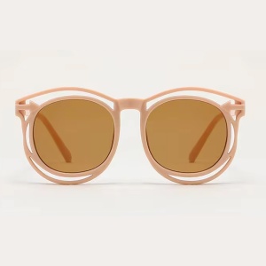 Ochelari de soare pentru copii, unisex, model cu rama fashion, tematica cozy summer, marime universala, roz - Img 2