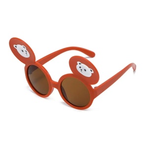 Ochelari de soare pentru copii, unisex, model cu urechiuse de ursulet, flexibili, marime universala, maro