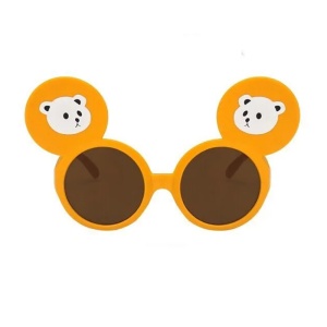 Ochelari de soare pentru copii, unisex, model cu urechiuse de ursulet, flexibili, marime universala, portocalii - Img 2