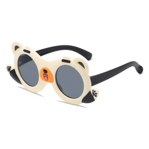 Ochelari de soare pentru copii, unisex, model cu ursulet prietenos, tematica teddy the friendly buddy, marime universala, albi