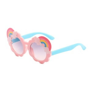 Ochelari de soare pentru copii, unisex, model curcubeu cu accesorii, marime universala, roz