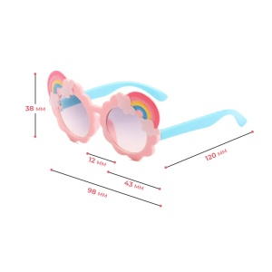 Ochelari de soare pentru copii, unisex, model curcubeu cu accesorii, marime universala, roz - Img 2