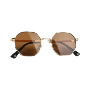 Ochelari de soare pentru copii, unisex, model fashion cu rama metalica, marime universala, maro