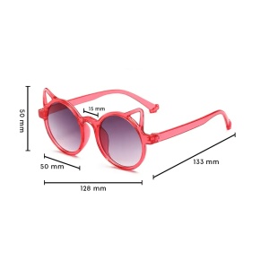 Ochelari de soare pentru copii, unisex, model pisicuta, accesorii urechiuse, marime universala, rosii - Img 3