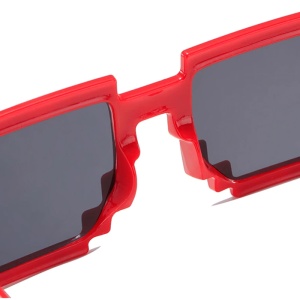 Ochelari de soare pentru copii, unisex, model pixelat, tematica cool gamer, marime universala, rosii - Img 3