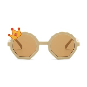 Ochelari de soare pentru copii, unisex, model printi si printese, marime universala, bej - Img 2