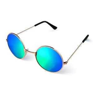 Ochelari de soare pentru copii, unisex, model retro, marime universala, albastri - Img 2