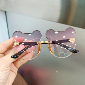 Ochelari de soare pentru copii, unisex, model ursulet, gradient, marime universala, mov deschis - Img 2