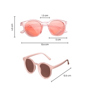 Ochelari de soare pentru copii, unisex, model vintage, rame fashion, M2, marime universala, roz - Img 2