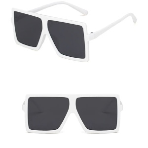 Ochelari de soare pentru copii, unisex, model voluminos cool, tematica fashion summer, marime universala, albi - Img 3
