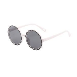 Ochelari de soare pentru copii, unisex, rotunzi, model summer cool, marime universala, albi cu negru