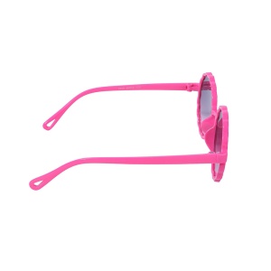 Ochelari de soare pentru copii, unisex, rotunzi, model summer cool, marime universala, roz aprins - Img 4