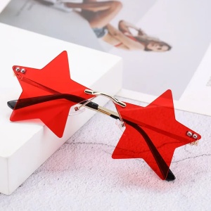 Ochelari de soare pentru femei, model super cool cu stea, tematica new star in town, marime universala, rosii - Img 4