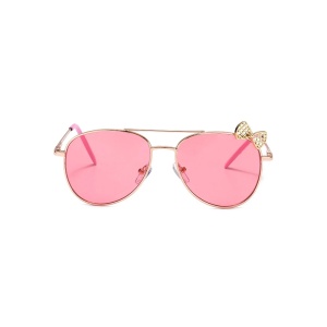 Ochelari de soare pentru fetite, model delicat accesorizat cu fundita, tematica mica printesa, marime universala, roz deschis - Img 2