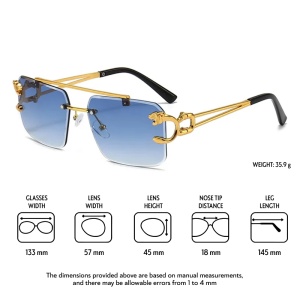 Ochelari de soare unisex, model elegant cu personalitate, tematica glamour life style, marime universala, albastru inchis - Img 3