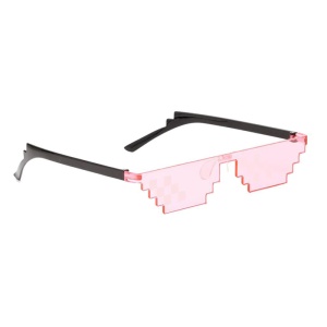 Ochelari de soare, unisex, model pixelat, tematica thug life, marime universala, roz - Img 3