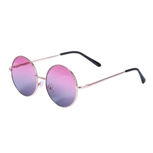 Ochelari de soare unisex, model retro rotund, tematica mistery cool, marime universala, albastri cu roz