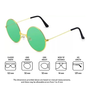 Ochelari de soare unisex, model retro rotund, tematica mistery cool, marime universala, verzi - Img 4