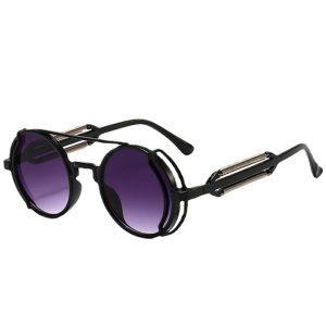 Ochelari de soare unisex, model rotund cu rama speciala, tematica steampunk summer dream, marime universala, negru degrade