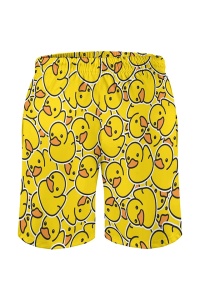 Pantaloni scurti de baie tip sort, barbati, imprimeu ratusca jucausa crazy duck, uscare rapida, galben - Img 2