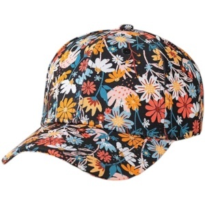 Sapca dama, model foarte vesel si versatil, imprimeu floral, prindere reglabila, tematica love flowers, marime universala, negru multicolor
