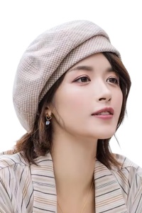 Sapca dama, tip bereta, model romantic, tematica fancy style, marime universala, maro coffee