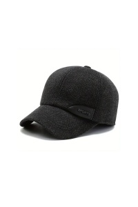 Sapca de barbati, cozoroc curbat, acoperitori pentru urechi, prindere reglabila, model chic si calduros, tematica gentleman style, marime universala, neagra