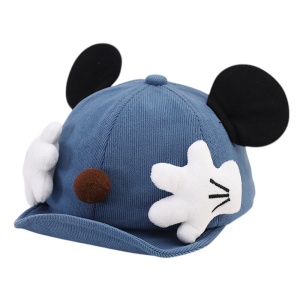 Sapca pentru copii, accesorizata cu elemente haioase, cozoroc curbat, model vesel, tematica little mouse, 3 luni – 3 ani, albastra