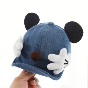 Sapca pentru copii, accesorizata cu elemente haioase, cozoroc curbat, model vesel, tematica little mouse, 3 luni – 3 ani, albastra - Img 2