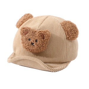 Sapca pentru copii, model haios cu cozoroc si ursulet, tematica baseball bear, 0 – 1 ani, maro deschis