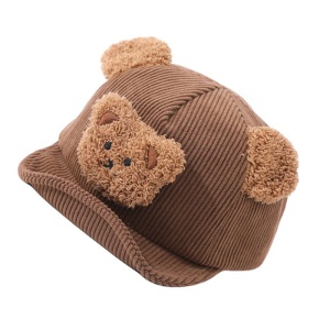 Sapca pentru copii, model haios cu cozoroc si ursulet, tematica baseball bear, 0 – 1 ani, maro - Img 2