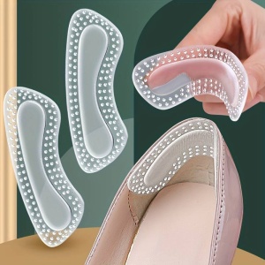 Set 4 branturi, pentru incaltari, protectie pentru calcai din silicon, ajustabil, marime universala, transparenti, alb - Img 5