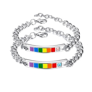 Set bratari indragostiti, reglabile, cu piatra albastra si roz,