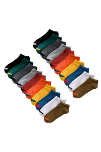 Sosete barbati, set 20 perechi, model casual, culori vibrante, scurte, detaliu de contrast, tematica feel free, M2, marimea 39 – 44, mixt