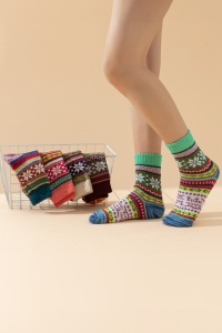 Sosete dama, set 5 perechi, model nordic, tematica I love snow, marime 38 – 42, multicolore - Img 4