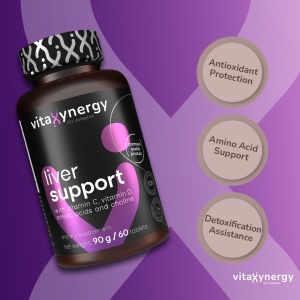VITAXYNERGY Liver Support - 60 Tablete Supliment Nutritiv pentru Functionarea Optima a Ficatului si a Sistemului Gastrointestinal Cu Aminoacizi Esentiali si Extracte Naturale Preventiv pentru Protejarea Functiei Hepatice Normale - Img 3