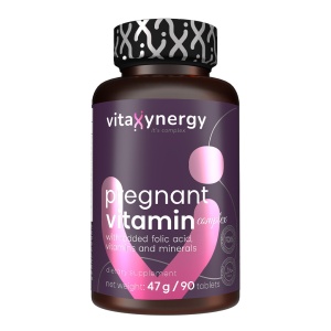 VITAXYNERGY PREGNANT VITAMIN COMPLEX 90 tablete – Suport esential pentru o sarcina sanatoasa si echilibrata, Aprobat de Ministerul Sanatatii, Certificat FDA, GMP, Halal