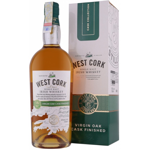 West Cork Virgin Oak Cask Cutie Cadou 0.7L – Whisky Irlandez Îmbătrânit în Stejar Virgine, Într-un Ambalaj Cadou Rafinat