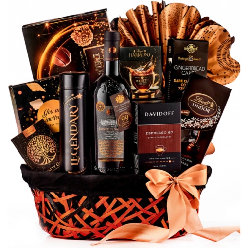 Coș Cadou Legendary Wine – Eleganță și Răsfăț într-o Experiență Unică