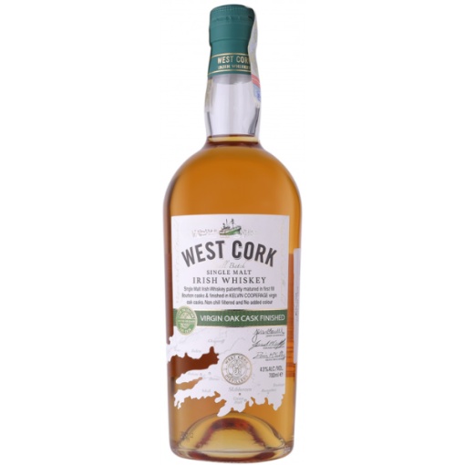 West Cork Virgin Oak Cask 0.7L – Whisky Irlandez Îmbătrânit în Butoaie de Stejar Virgine, cu Arome Tari și Complexe