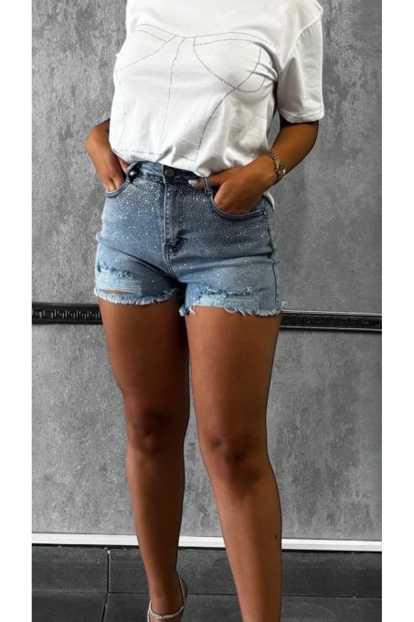 Pantaloni scurți din denim cu strasuri