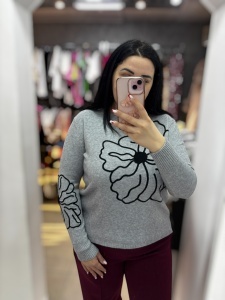 Bluză damă din tricot moale cu imprimeu floral - stil feminin și confortabil - Img 6