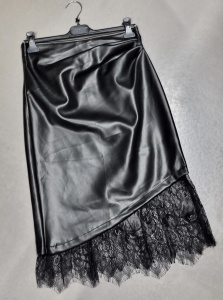 Fustă din piele ecologică cu dantelă - Elegantă & Modernă - Img 2