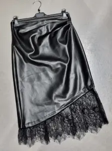 Fustă din piele ecologică cu dantelă - Elegantă & Modernă - Img 2