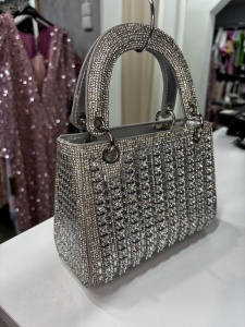 Geantă damă elegantă cu strasuri – clutch de seară cu mâner, stil glam - Img 5