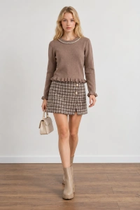 Pulover damă cu volane și detalii elegante la gât - Img 2