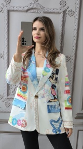 Sacou cu imprimeuri multicolore
