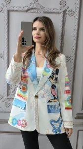 Sacou cu imprimeuri multicolore